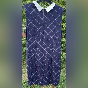 Sharagano argyle mini dress with Peter Pan collar. Size 16